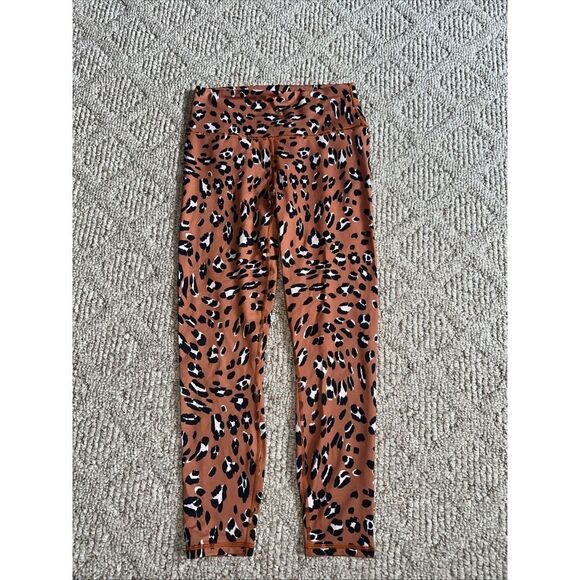 Fabletics Leggings Womens Small‎ Powerhold High Waist 7/8 Leopard Brown/Orange - Picture 1 of 5